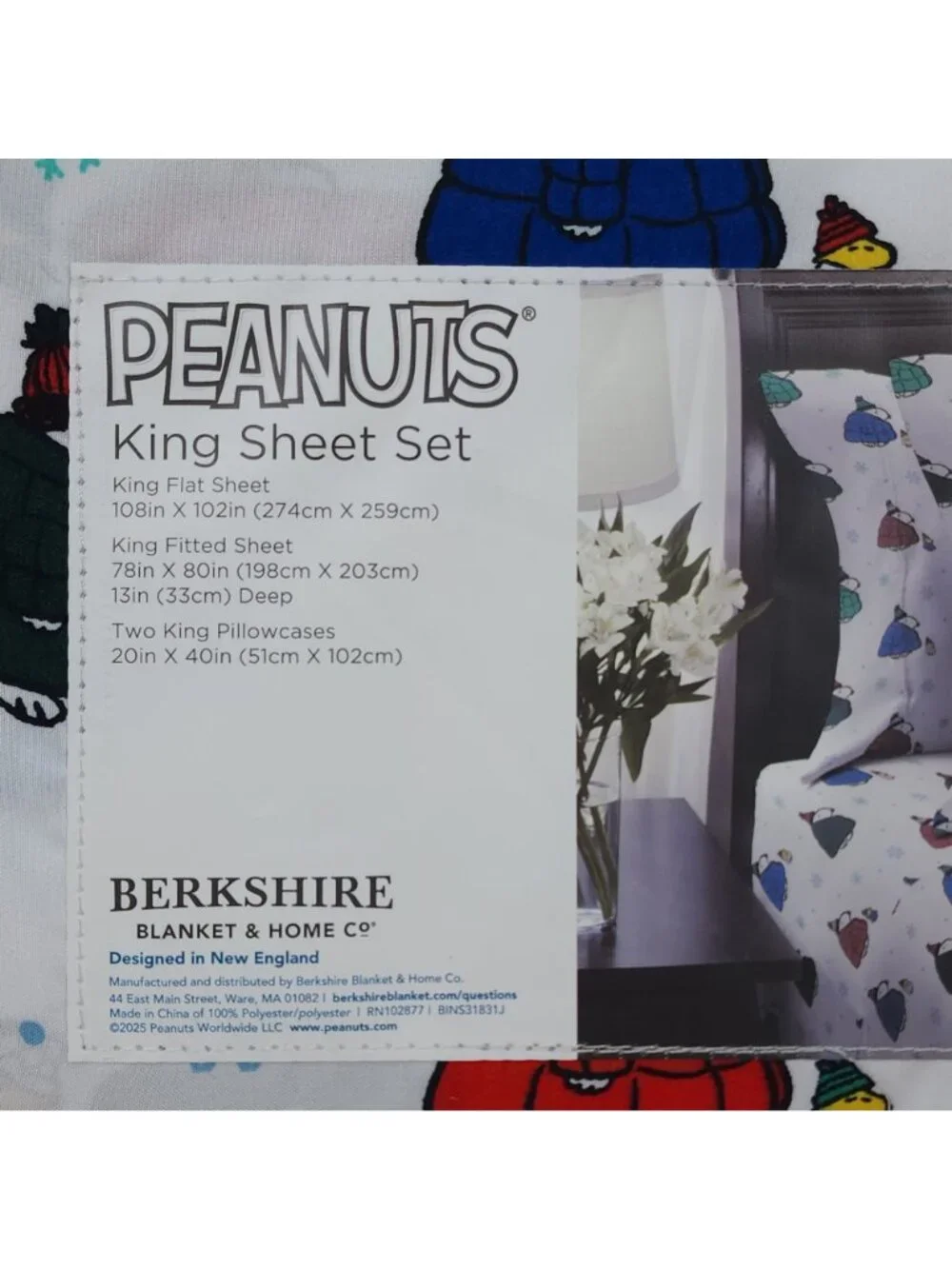 Peanuts Snoopy King Sheet Set By Berkshire Holiday Christmas Igloo Winter 4 pc